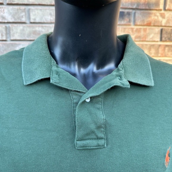 Polo By Ralph Lauren Polo Shirt Mens XXL Short Sleeve Solid Green Orange Pony - Picture 2 of 7